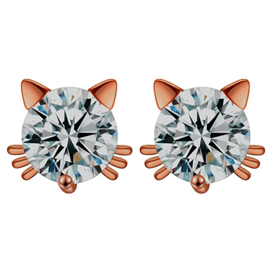 rose gold cat earrings