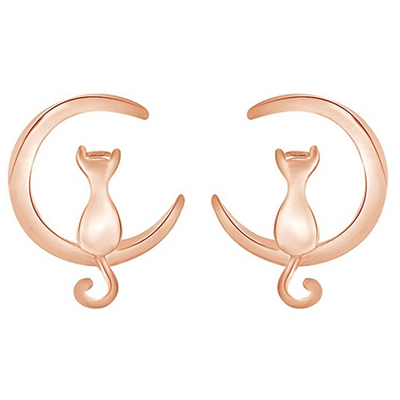 Rose gold cat on sale earrings