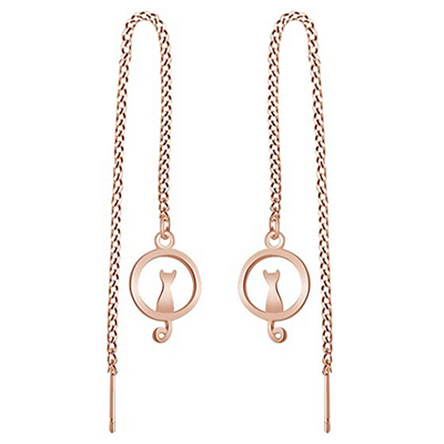 rose gold cat earrings