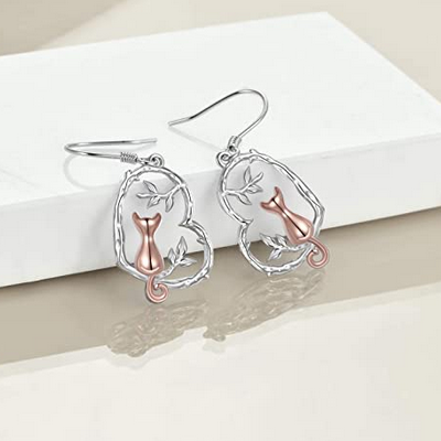 rose gold cat earrings