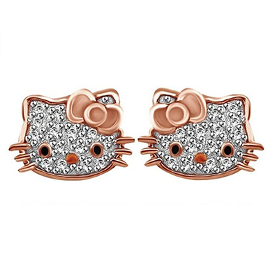 rose gold cat earrings