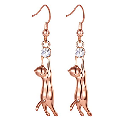 rose gold cat earrings