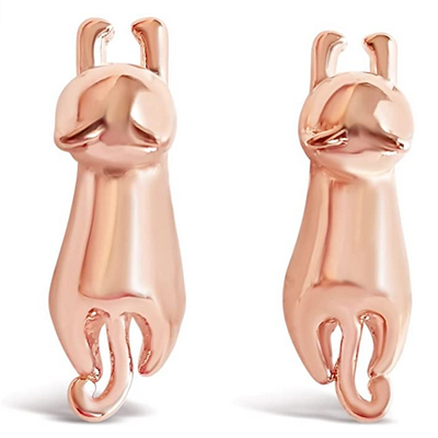 rose gold cat earrings
