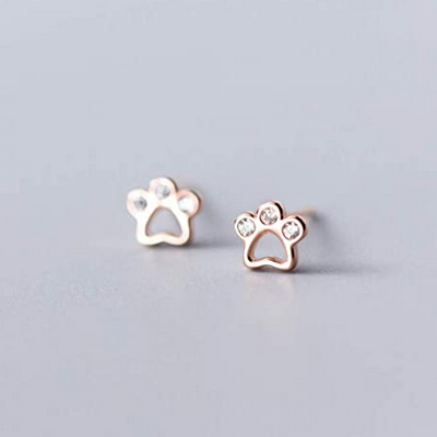 rose gold cat earrings