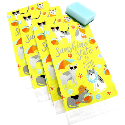 cat kitchen towels
