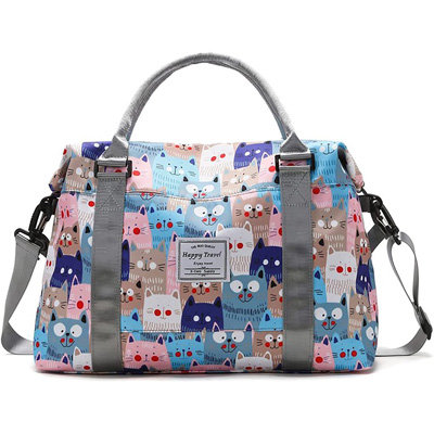 Kitten Duffle Bag Gym Overnight Purse Satchel Kawaii