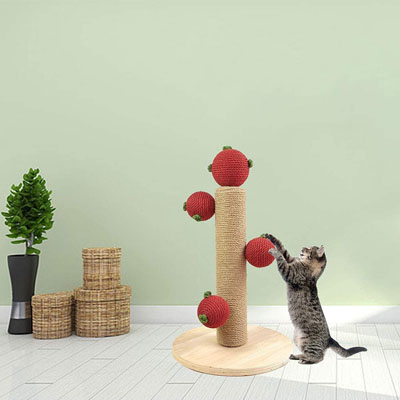 Western Home Large Cat Scratching Post, 32" Tall Cat Scratching Posts With Double