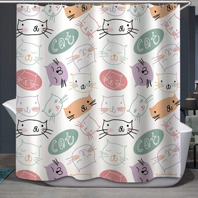 Stylish And Fun Shower Curtains For Cat, Pusheen Cat Shower Curtain