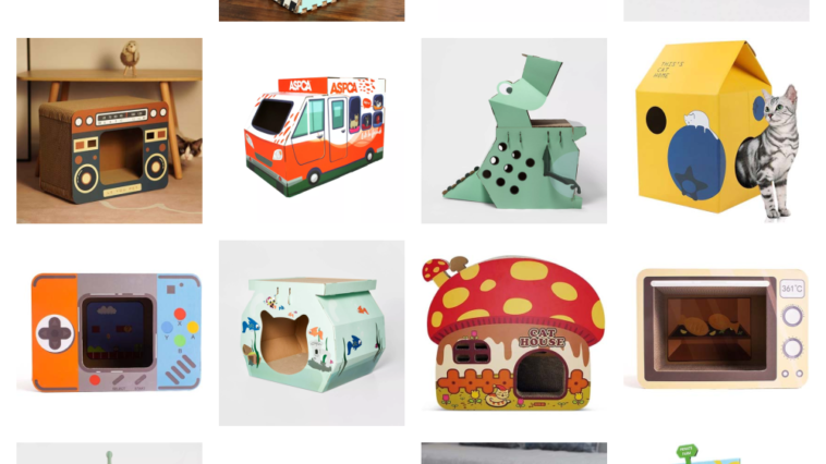 quirky cardboard cat houses feature
