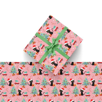 Cat Christmas Gift Wrapping Paper