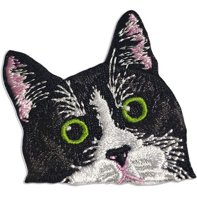 tuxedo cat embroidered patch