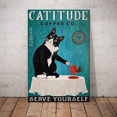 tuxedo cat tin sign