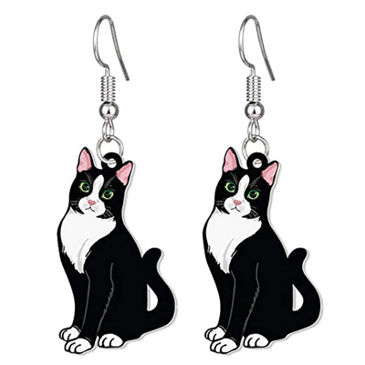 tuxedo cat earrings